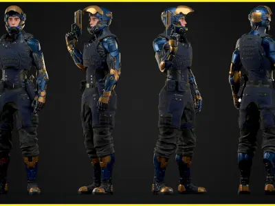 Modular Sci-fi Character 02 Low-poly 3D model