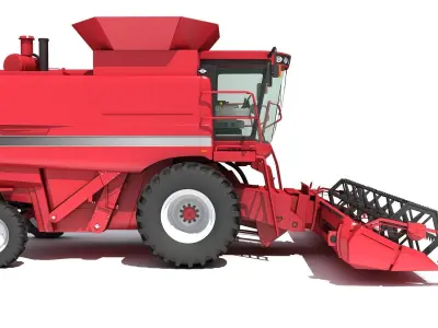 Red Combine Harvester 3D model buy