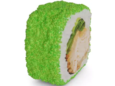 Sushi Crispy salmon masago caviar cream onion leaves 3D model