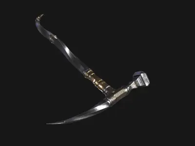 War Hummer Fantazy Melee Weapon Free low-poly 3D model