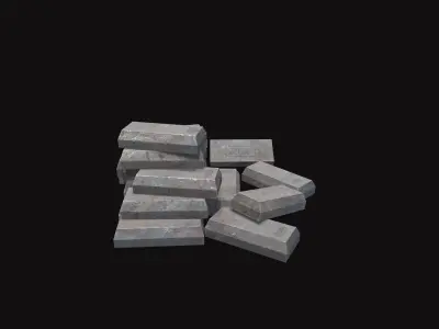 Medieval Iron Ingots Low-poly 3D model