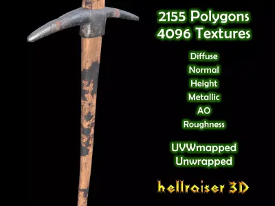 Pickaxe - PBR - Textured Low-poly 3D model