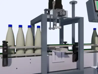 Automatic Liquid Filling Machine 4 Nozzle SketchUp FBX 3D model