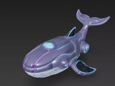 Stylized Cyber Whale 3D Model 3D model