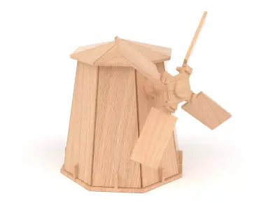 Wooden toy windmill 3D model