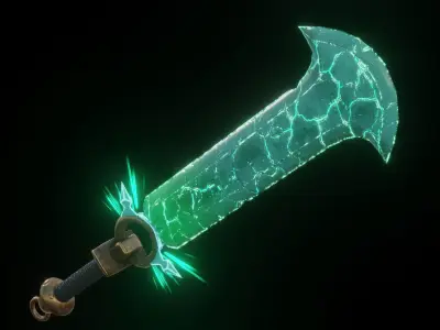Stylized Crystal Sword Low-poly 3D model