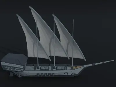 Cartoon medieval fantasy ship 2 Polygonal Style Low-poly 3D model
