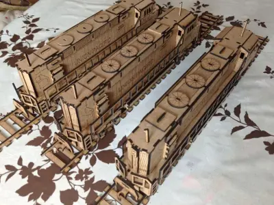 Wooden Locomotive Puzzle Laser Cut DIY Model  3D print model