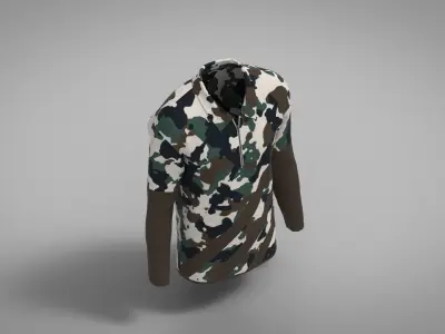 Military Outfit - T-shirt Low-poly 3D model 12