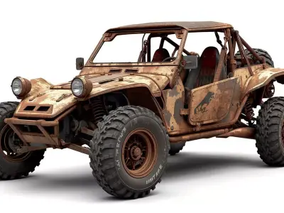 Rusted Wasteland Desert Buggy  Low-poly 3D model