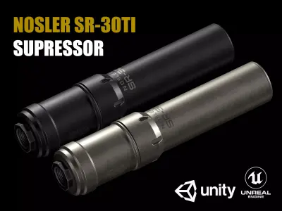 Nosler SR-30TI Supressor Low-poly 3D model