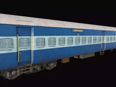Indian Railways ICF Coach Train Low-poly 3D model