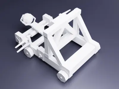 Catapult wooden Low-poly 3D model