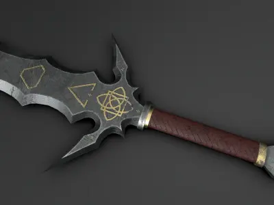 Dark Rune Sword Fantasy Weapon Low-poly 3D model