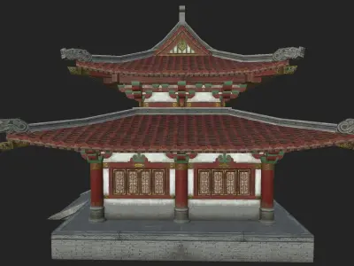 Chinese Temple Low-poly 3D model