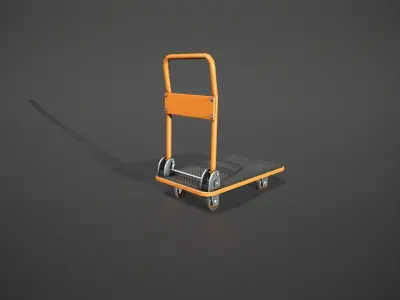 Folding Platform Truck - Trolley - Orange Low-poly 3D model