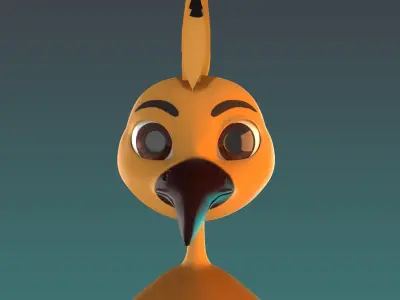 Stylized Hoopoe NoRig Low-poly 3D model