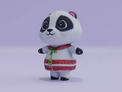 Panda Cute Baby Kawaii Low-poly 3D model