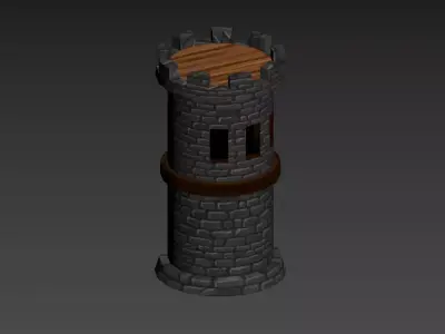 Baasic medieval tower Low-poly 3D model