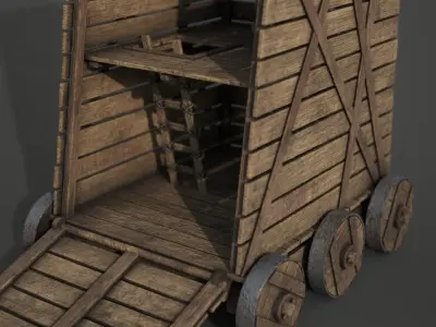 Medieval Siege Tower Low-poly 3D model