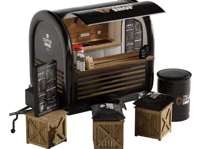 Foodtruck Coffee black set 2 3D model