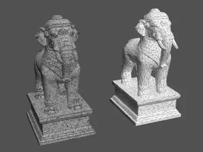 Ancient Khmer Statue Pack C-250523 3D Model Collection