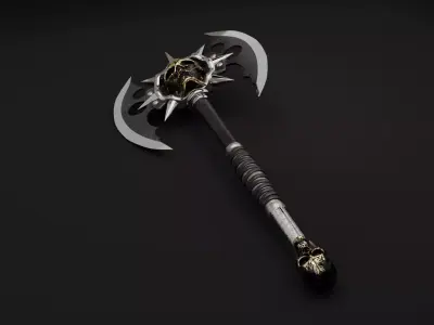Fantasy Skull Battle Axe - PBR Game Ready Weapon 3D model