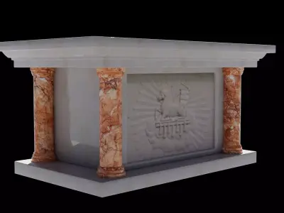 Altar 3D realistic model marble pedestal with columns Low-poly 3D model