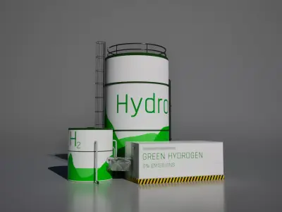 Hydrogen Green energy station 3D model