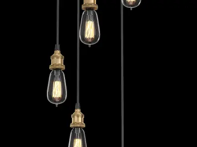 FACTORY FILAMENT BARE BULB ROUND PENDANT 3D model