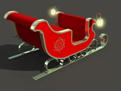 3D SNOW SLED CLAUS Low-poly 3D model