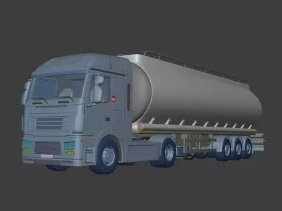 Generic Fuel Tanker Truck - Semi Trailer - Tank 3D model