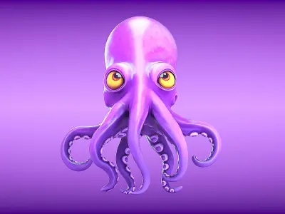 Cartoon octopus Low-poly 3D model