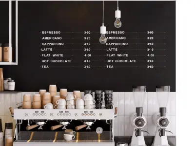 Modern Coffee Shop Interior in Blender 3D model