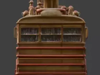 Stylized 3D Steampunk Passenger Bus Low-poly 3D model