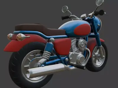 Cartoon Red Chopper Motorcycle 3D Model 3D model 2