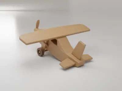 Wooden Airplane Toy - Small Aircraft Low-poly 3D model