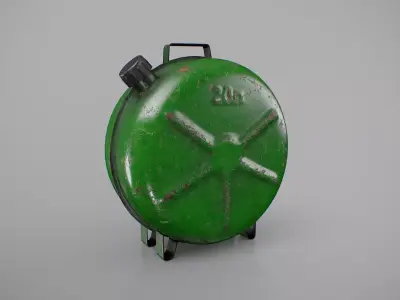 Old Soviet fuel canister green color  Low-poly 3D model