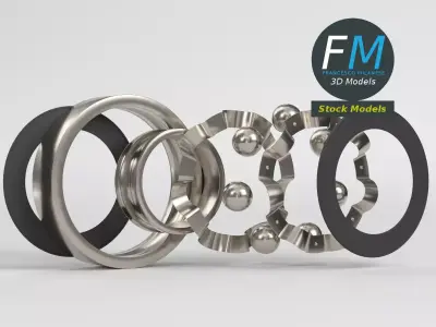 Sealed ball bearing 3D model