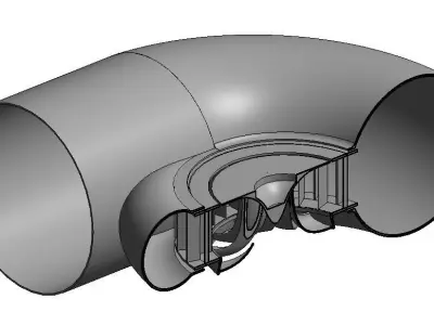 Assembly of Francis Turbine in Circular Spiral Casing 3D model