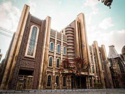 ART DECO STEAMPUNK BUILDING 05 Low-poly 3D model