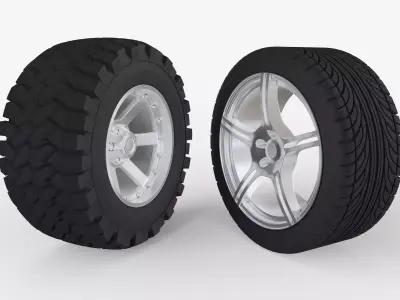 Tires Set On Road Off Road 3D model