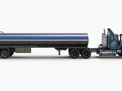 Vintage american tanker Low-poly 3D model