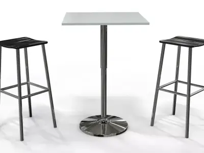 High table and stool - Bar set 3 3D model
