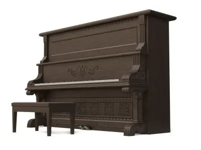 Western Upright Piano Low-poly 3D model