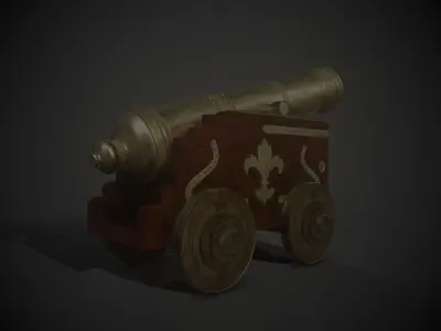 Stylized Medieval Cannon Low-poly 3D model