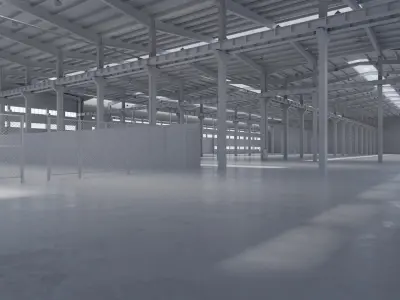 Factory Hall Interior 5 Low-poly 3D model