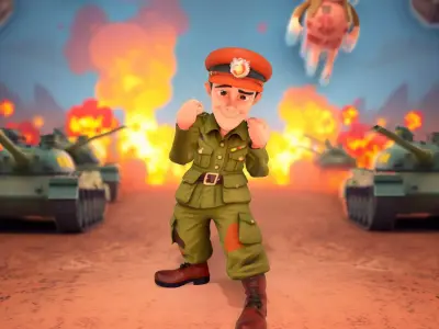 Charming Soldier Character model pack Low-poly 3D model