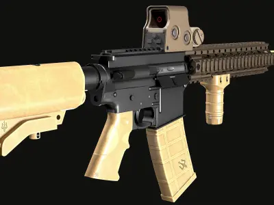 MK18 Tactical Rifle PBR Game Ready Low-poly 3D model