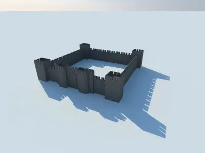 Medieval Castle Low-poly 3D model 10
